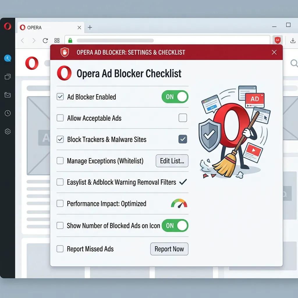 Opera Advertisement Blocker Checklist